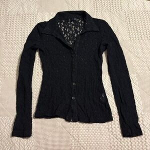 vintage Australian brand Tightrope Black lace button up top